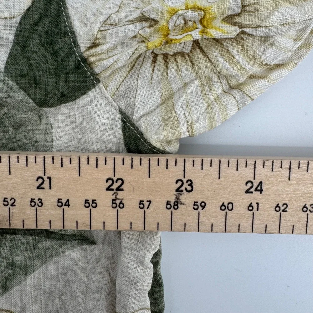 Tommy Bahama Silk Floral Shirt Men Large Green Tan Botanical Camp Aloha Hawaiian